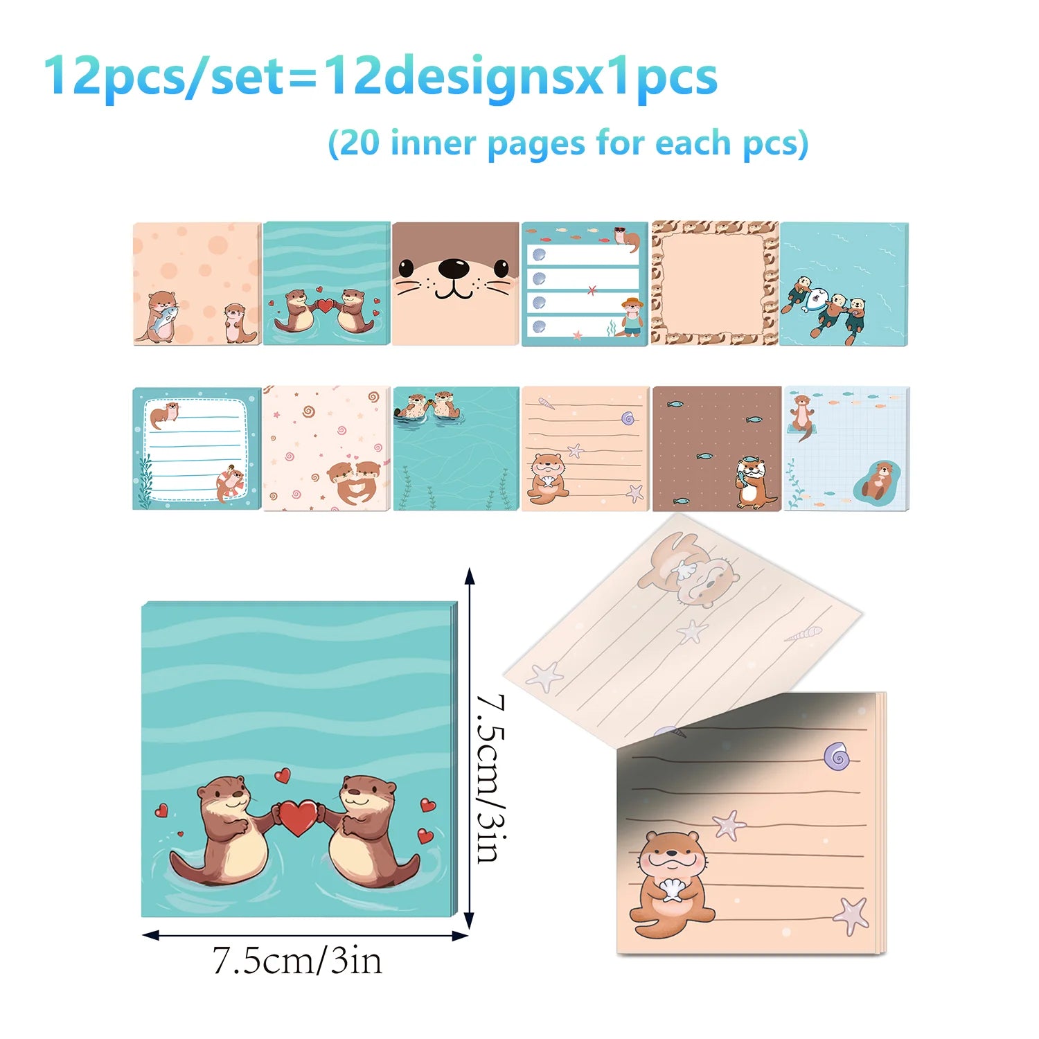 12/24pcs Cute Animals Sticky Notes Set, Refrigerator Memo Pads,Self-Stick Dog Cat Notes Pads for Home Office Gifts Supplies