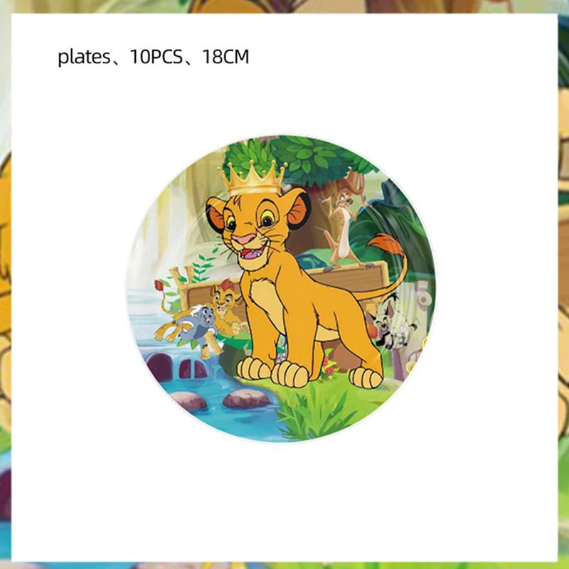 Lion King Birthday Party Decoration Lion Disposable Dinnerware Tablecloth Cup Plate 3D Balloon for Kids Baby Shower Supplies