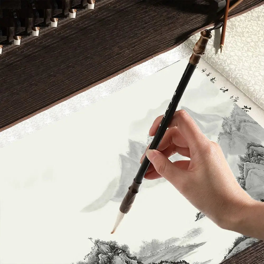 Ancient Oil Watercolor Chinese Calligraphy Brush Wolf Hair Wood Scriptures Writing Brush Oil Painting Art Paint Brush Artist