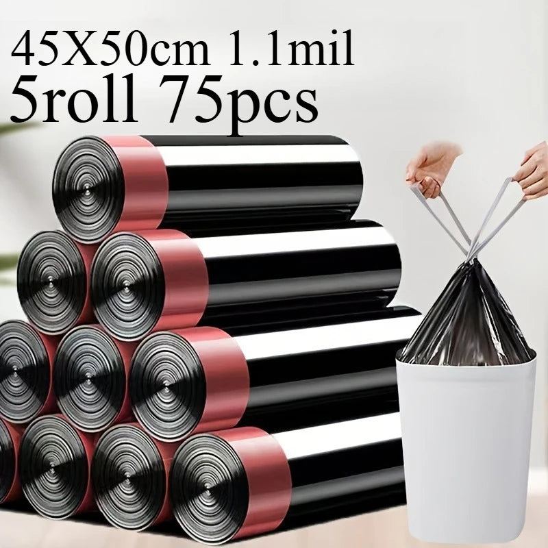 Heavy Duty Drawstring Trash Bags 3.6 Gallon 1/3/5 Rolls for Kitchen Bathroom Bedroom Living Room Office - Kitchen Bin Liners