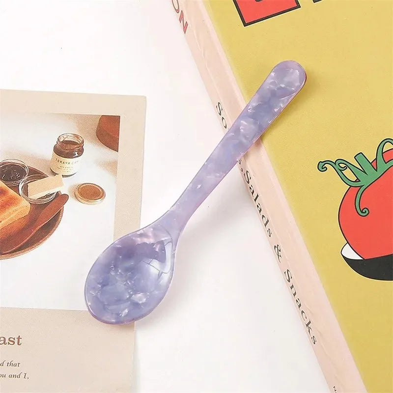 Acrylic Ice Cream Spoon Unbreakable Unique Pattern Tableware Spoon Cake Ice Cream Spoon Butter Cutter