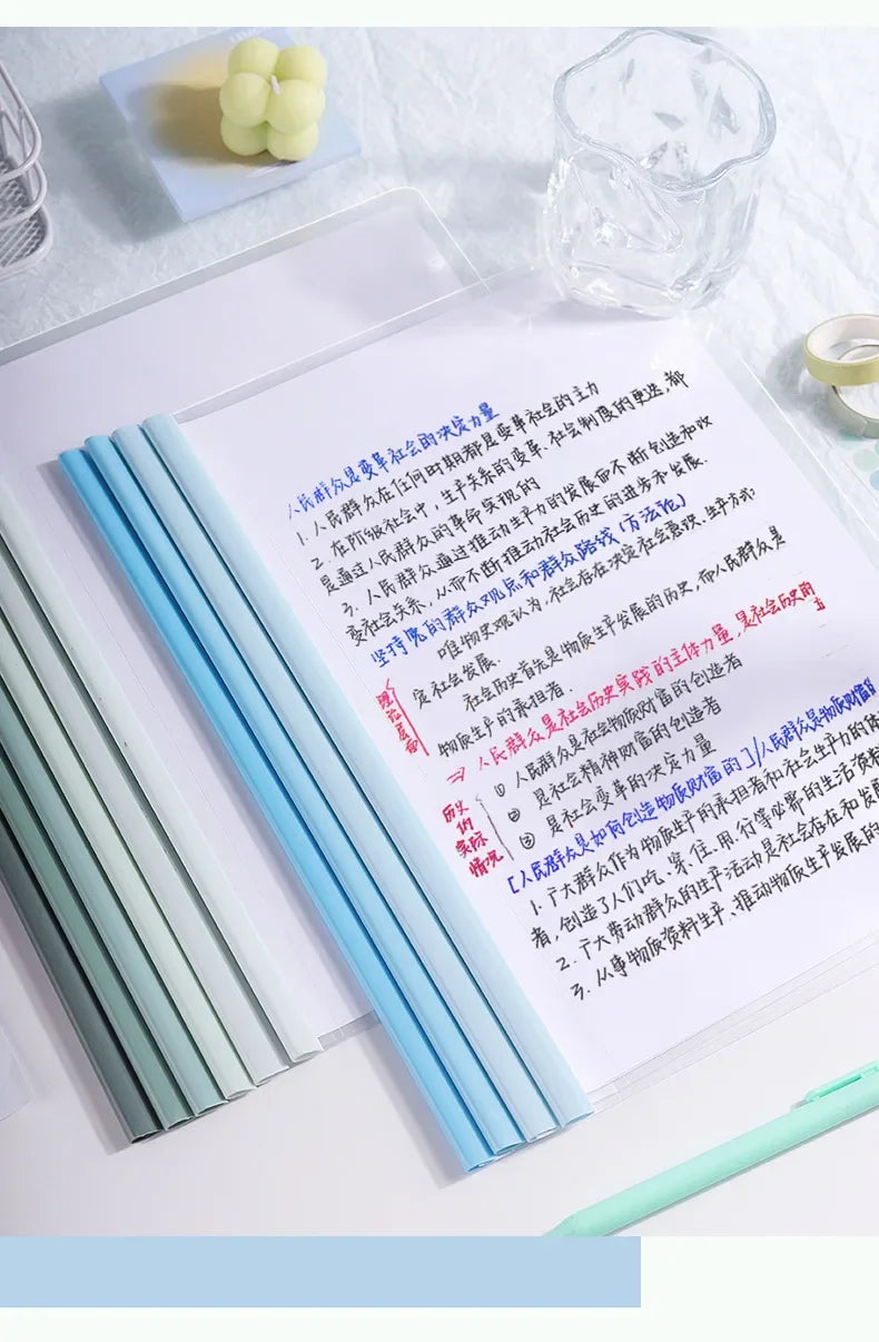 10pcs Transparent File Document Thicken Draw Rod A4 Folder Test Paper Storage Bag Clip Office Folder Organizer Office Supplies