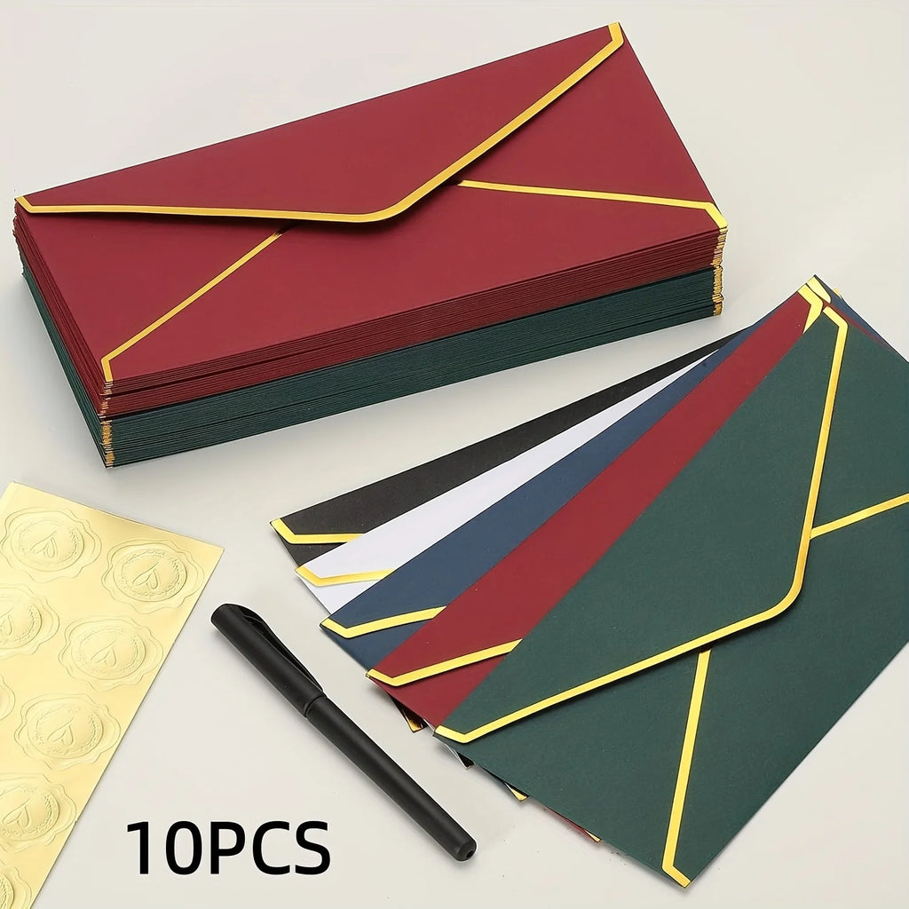 10PCS Luxury Foil Sealed Envelope - Self-Sealing Wedding Invitations, Thank-you Notes, Corporate Events & Birthday Invitations