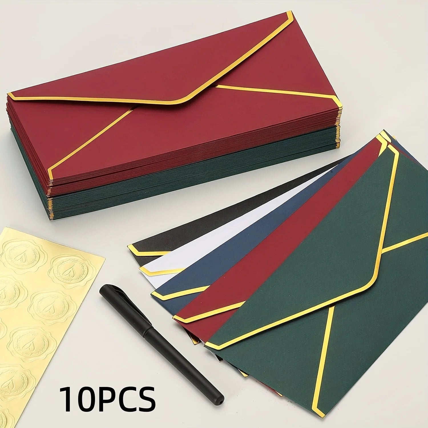 10PCS Luxury Foil Sealed Envelope - Self-Sealing Wedding Invitations, Thank-you Notes, Corporate Events & Birthday Invitations