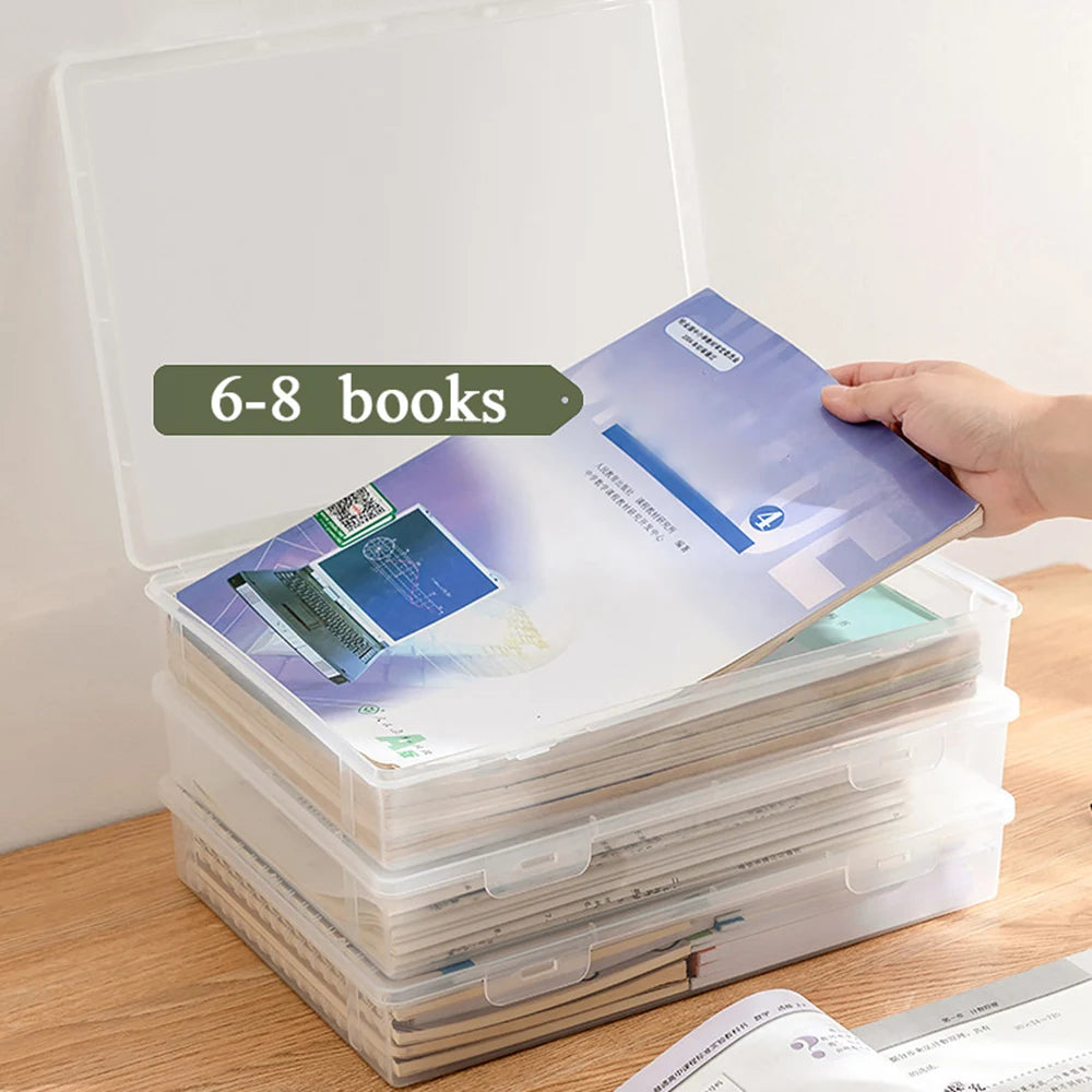 Plastic Document Organizer Organized Clear Square Shape Storage Box Organizing Box With Buckles Certificate File Storage Case