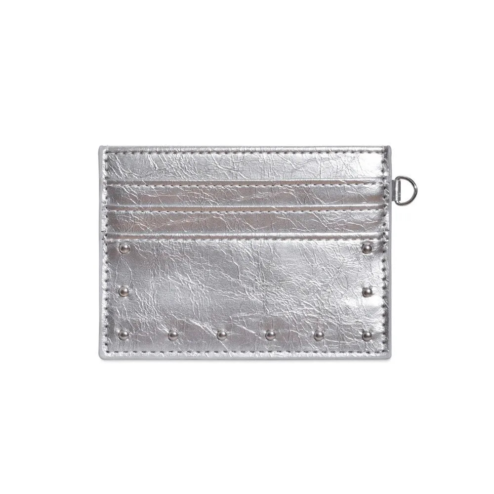 Compact Ultra Thin Cracked Leather Card Wallet Mini Size Multiple Slots Rivet Card Holder Solid Color PU Coin Purse Student
