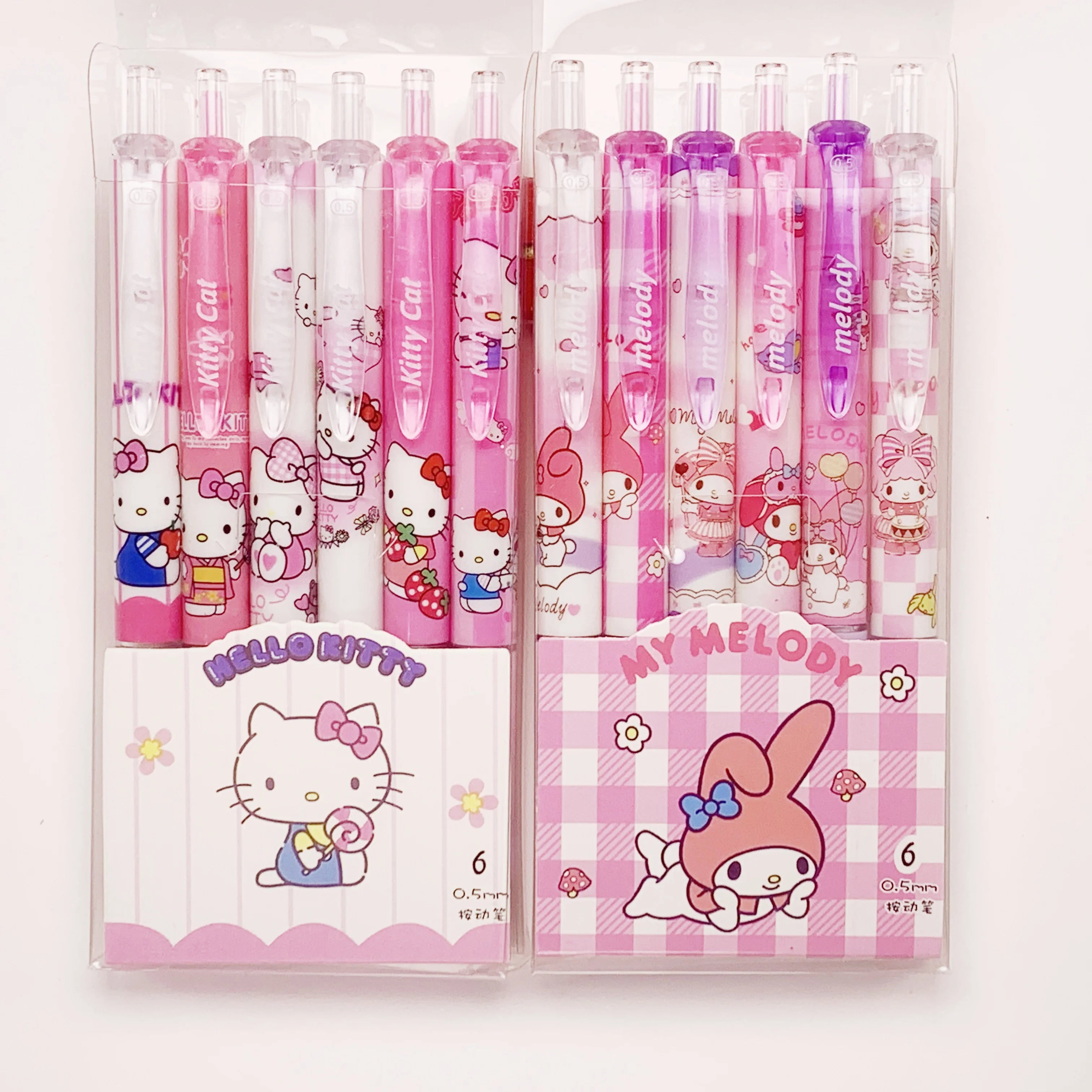 6 Pcs/Set Hello Kitty Melody Limited Edition High Quality Gel Pen Cartoon Series Black 0.5mm Student/Office Daily Stationery