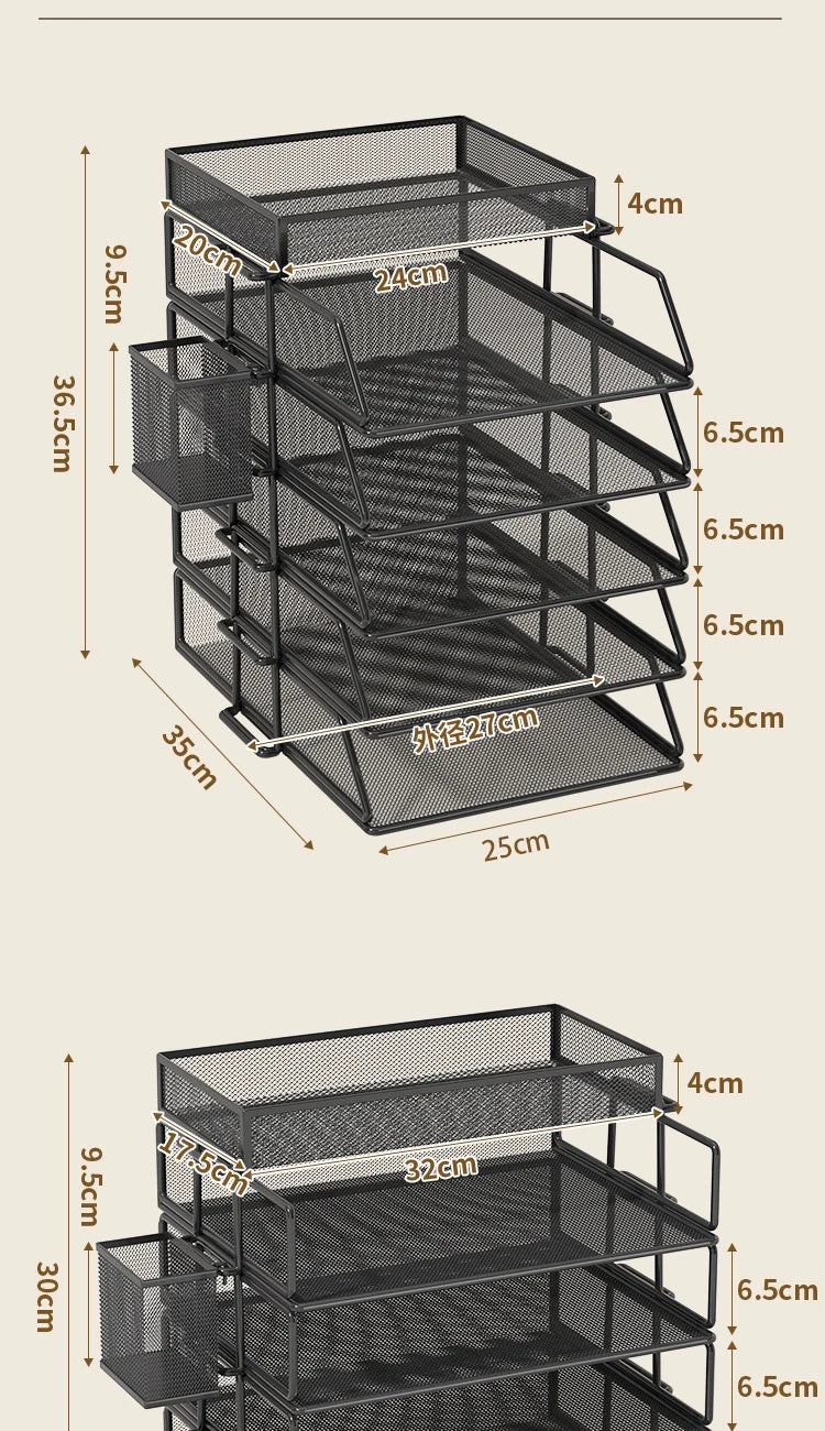 Metal desktop file rack, bookcase, office file storage box, multi-layer iron file frame, data storage, folder shelving