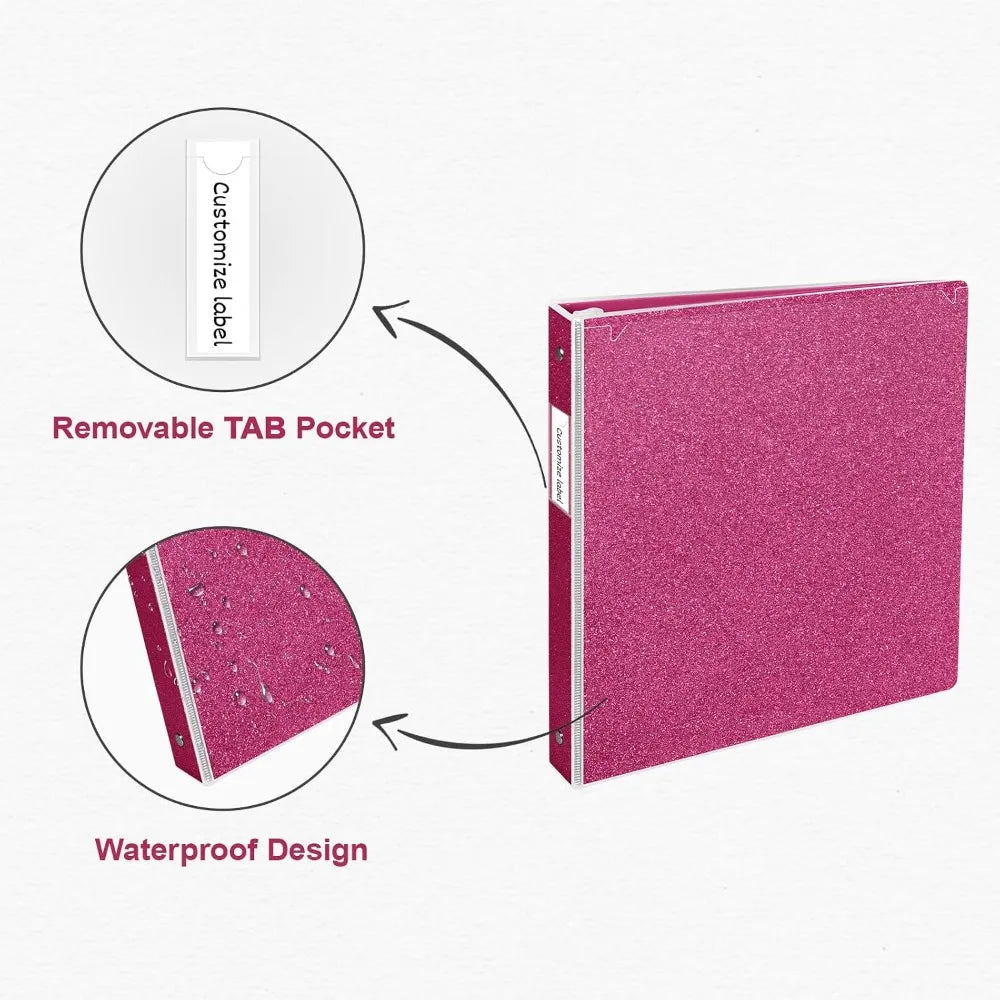 3 Ring Binder 1 Inch with 2 Pockets, Waterproof, Fashion View Binder for Office Supplies