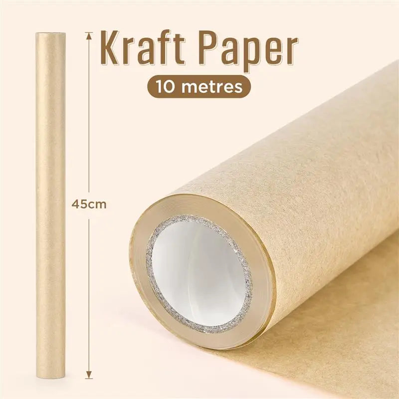 1 Roll 10M 10/30/40/45cm Of Kraft Paper Roll For Gift Wrapping Moving Packing Brown Paper Roll For Painting,Crafts,DIY Making