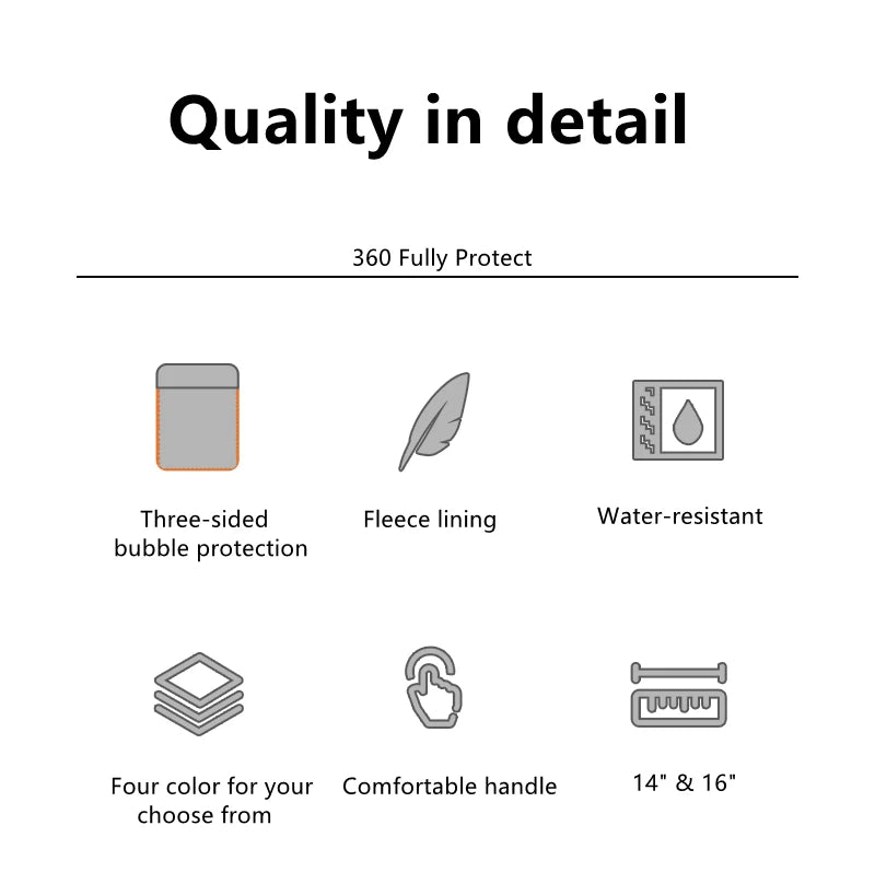 Multi-pockets Laptop Sleeve for MacBook Air 15.3 2024 Laptop Bag for MacBook Pro 14 M5 Shocproof Notebook Bag for Dell/Xiaomi 16
