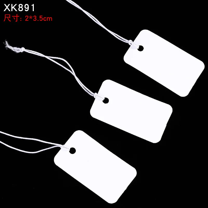 100pcs Jewelry and Jewelry Small Tags DIY Blank Hanging Rope Small Hang Tags Cowhide Elastic Thread Hanging Tags Price Tag