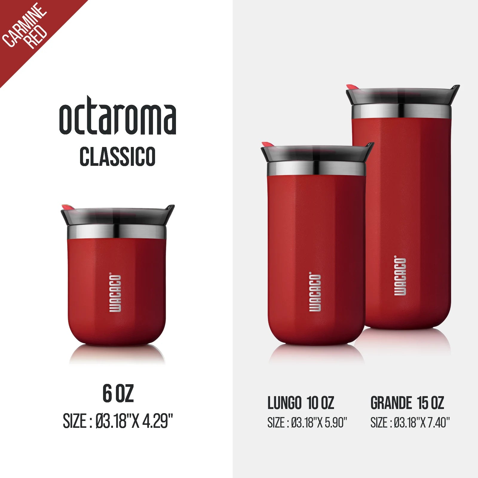 WACACO Octaroma Vacuum Insulated Coffee Mug, Double-wall Stainless Steel Travel Tumbler, 6/10/15 fl oz, thermo, Valentines Gift