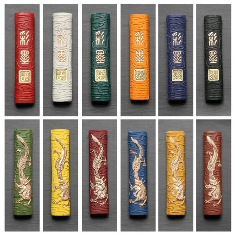 Handmade Chinese Colorful Ink Stick Set Watercolor Calligraphy Solid Ink Block Bar Hu Kaiwen Chinese Painting Colored Sumi Ink