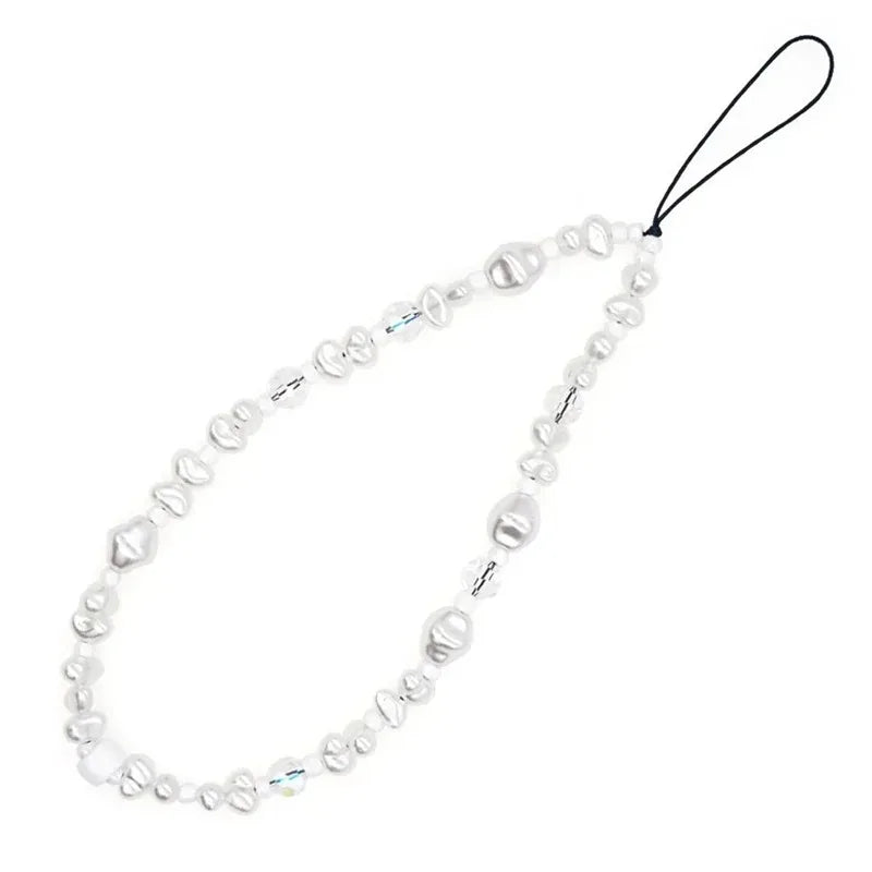 Korean Cute Pearl Love Heart Short Hand Wrist Lanyard Simplicity Short Phone Strap For Cell Phone Earphone Backpack Camera Chain