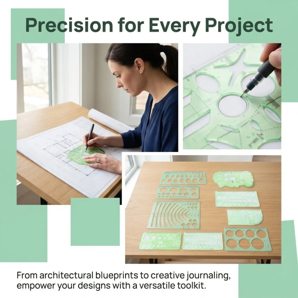 6 Sets Architecture Draft Template Rulers Various Patterns Smooth Drawing Template Multi-function Precision Hollow Ruler Kit