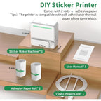 Sticker Printer, Fun Print Pod Mini Bluetooth Portabel Sticker Maker with 3 Rolls Paper, Print Pods Mini Printer