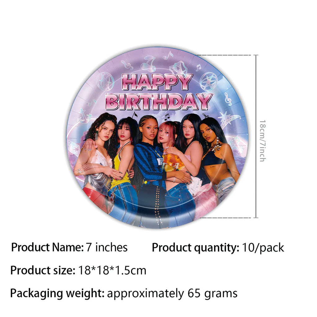 Katseye Girl Birthday Party Theme Decoration Cup Plate Banner Backdrop Gift Bag Tablecloth For Gift Baby Shower Supplies