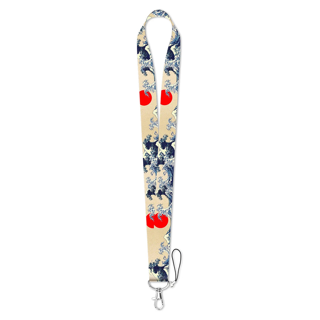 Japanese Waves Credential Holder Lanyards for Key Neck Strap For Card Badge Gym Phone Straps Keychain Keyring Accessories Gift