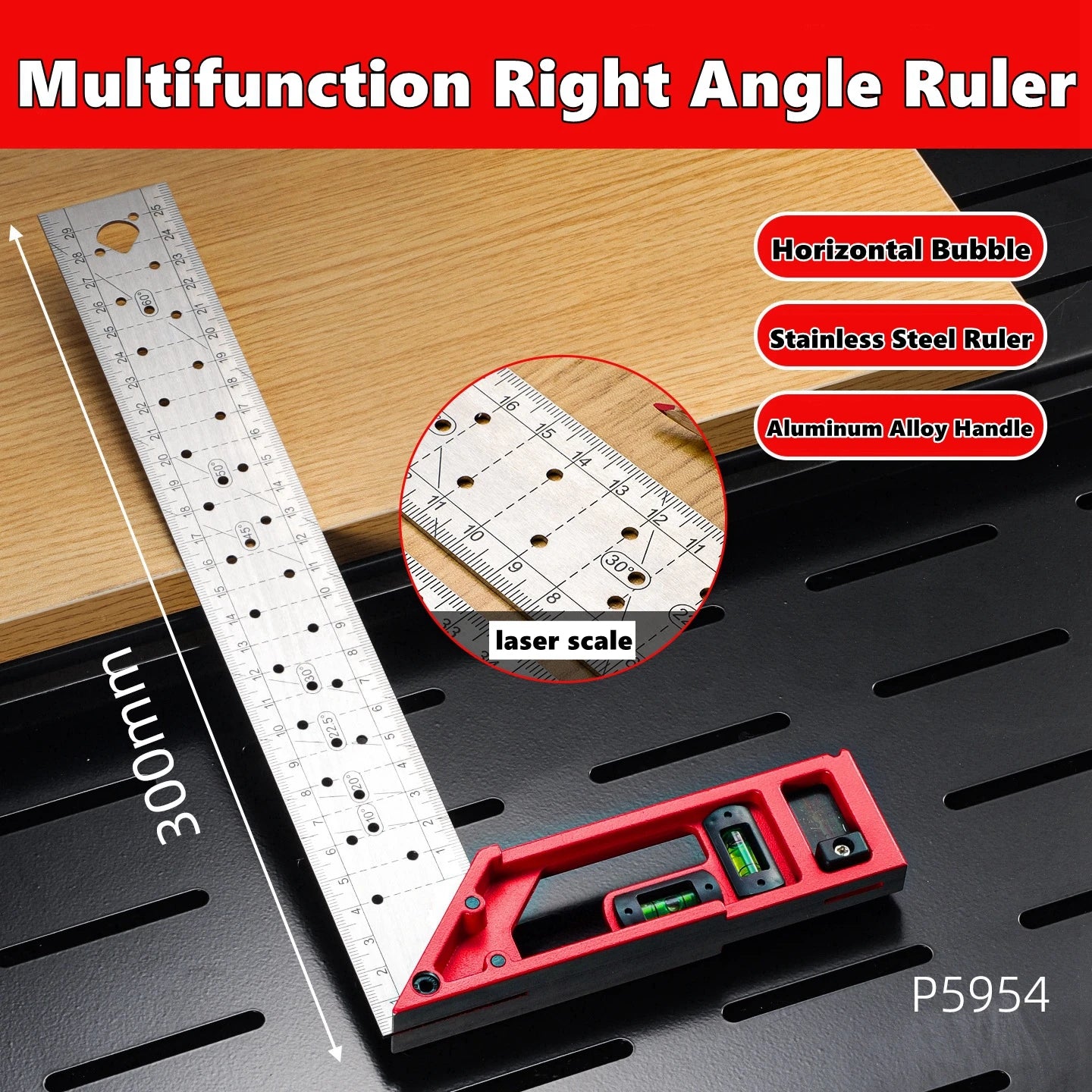 Quick-Positioning Angle Ruler Drawing Tool High-Precision L-Shaped Right Angle Ruler Stainless Steel Multi-Angle Measuring Ruler