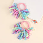 2Pcs Trendy Firework Hair Ties Rainbow Curly Ribbon Elastic Rubber Bands For Girls Kids Cute Hair Ropes Daily Hair Accessories