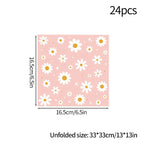 24pcs 7/9inch Pink Daisy Theme Disposable Tableware Flower Plate Napkin Banner Birthday Party Baby Shower Wedding Decor
