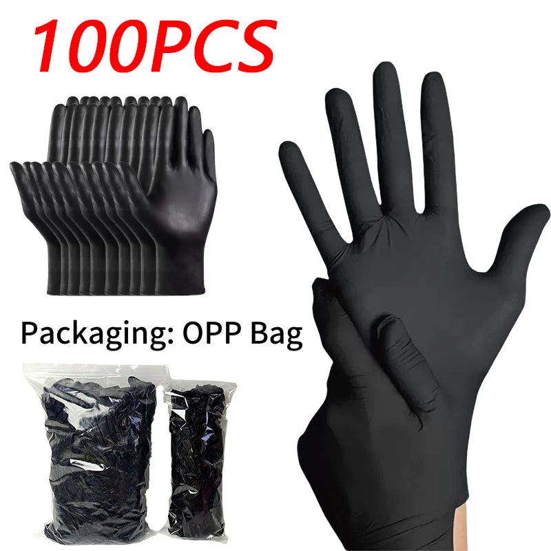 Portable Black Composite Nitrile Rubber High-Elasticity Disposable Gloves Food Work Latex Gloves Cleaning Waterproof Gloves
