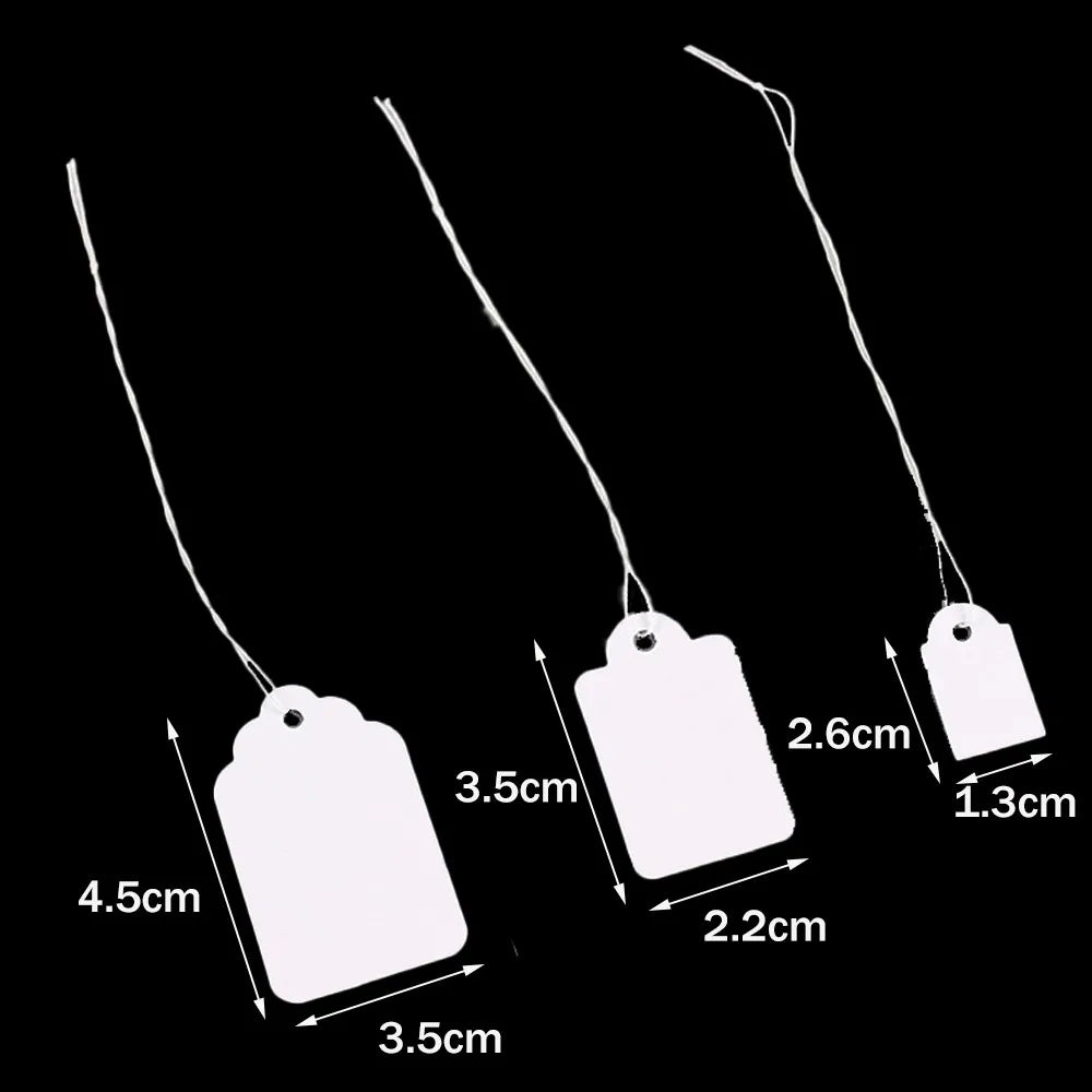 100pcs White Price Tags with String Attached Paper Hangtags Price Display Tags Writable Lables for Product Jewelry Clothing Sale