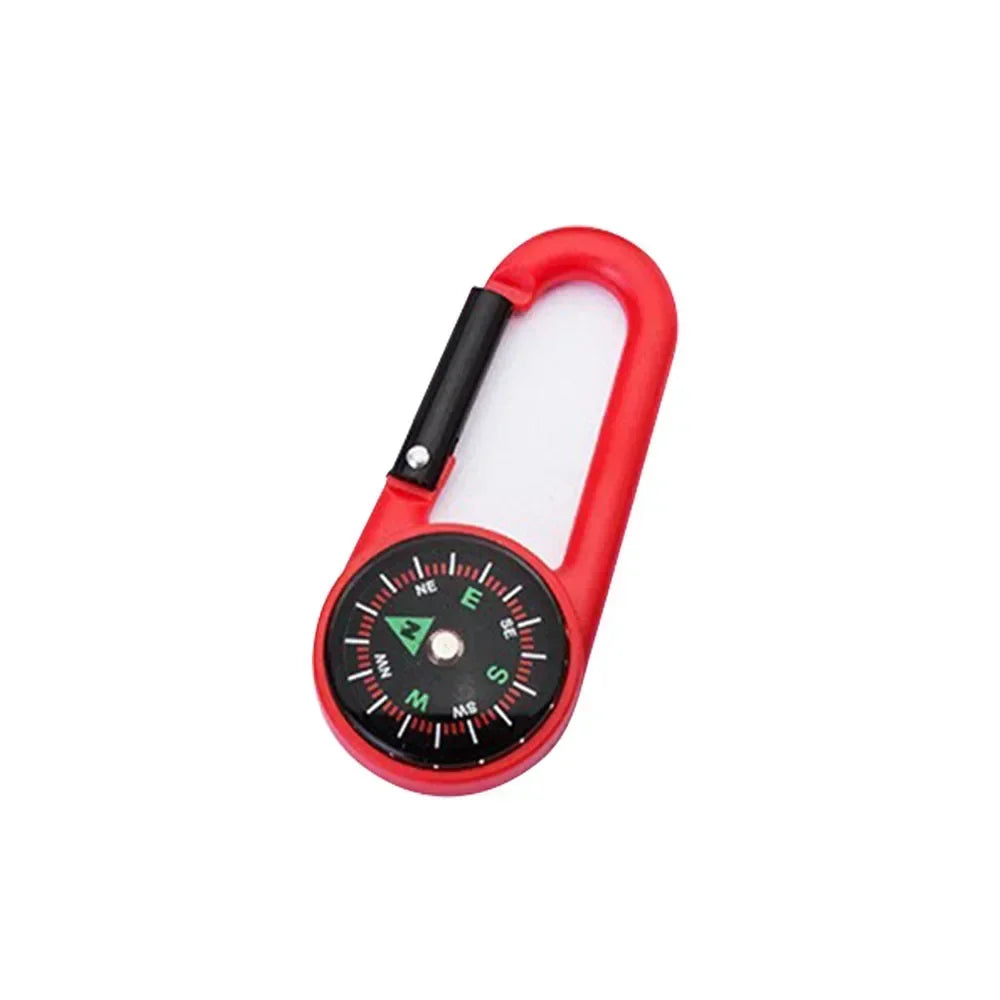 Outdoor Compass Carabiner Mini Camping Keychain Mountaineering Hiking Backpack Buckle with Compass Survival Children Gifts