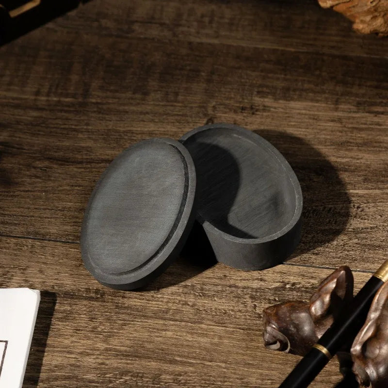 Horseshoe Inkstone Rough Stone Covered Ribbed Inkstone Study Four Treasures Grinding Ink Inkstone