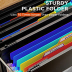 1-Pack of Plastic Telescopic Hanging Folders with 7 Compartments and Multi-Colored Labels, Suitable for Filing Cabinets.
