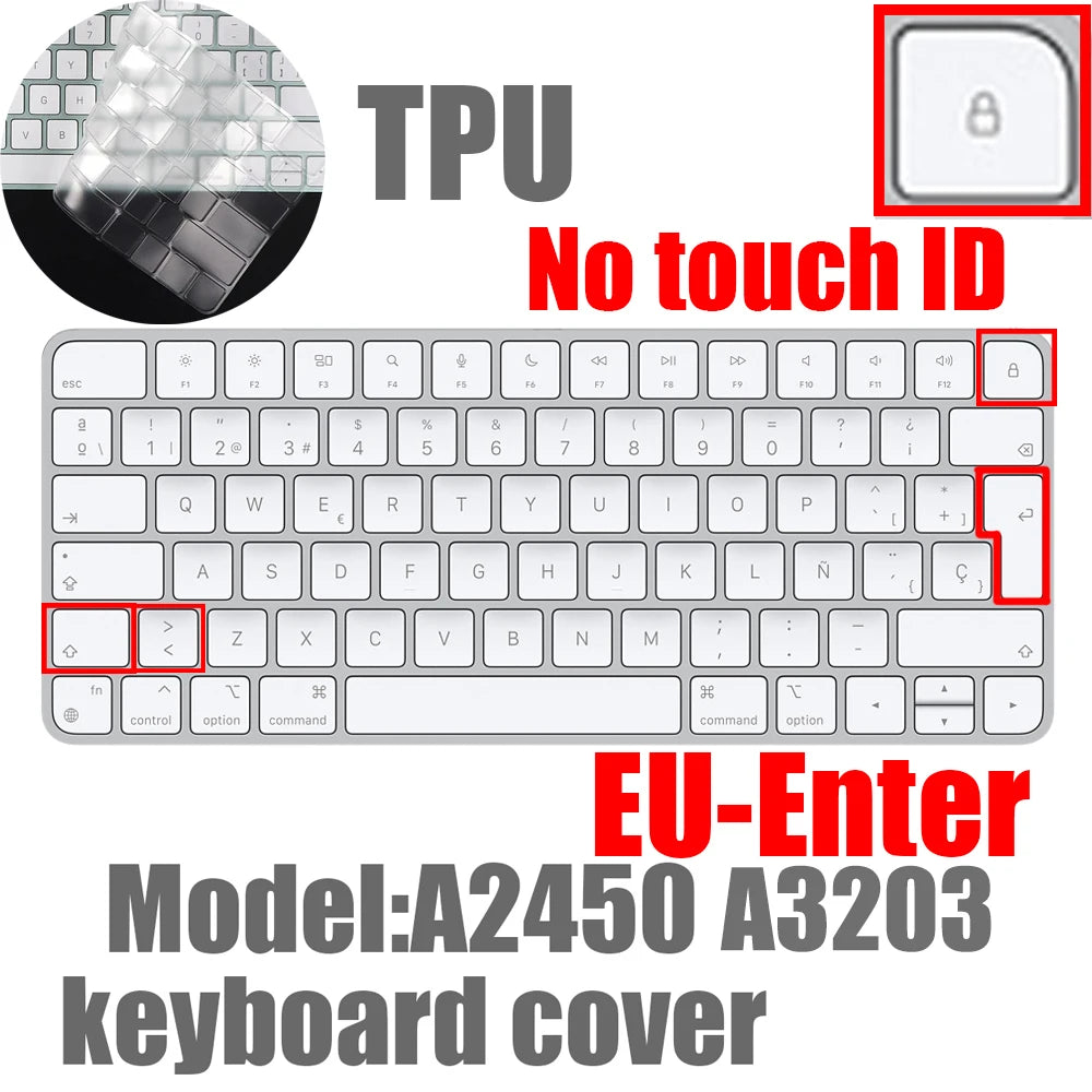 Ultra Thin TPU Keyboard Protector Cover Skin for Magic Keyboard with Touch ID A2449 A3118 MK293LL/A A2450 A3203