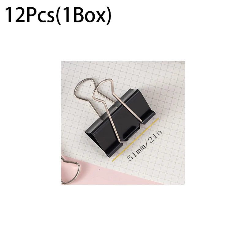 12Pcs/1BOX Binder Clip Clamps Long Tail Combination Folder Bookmark Paper Ticket Clips Effortless School Office Supplies