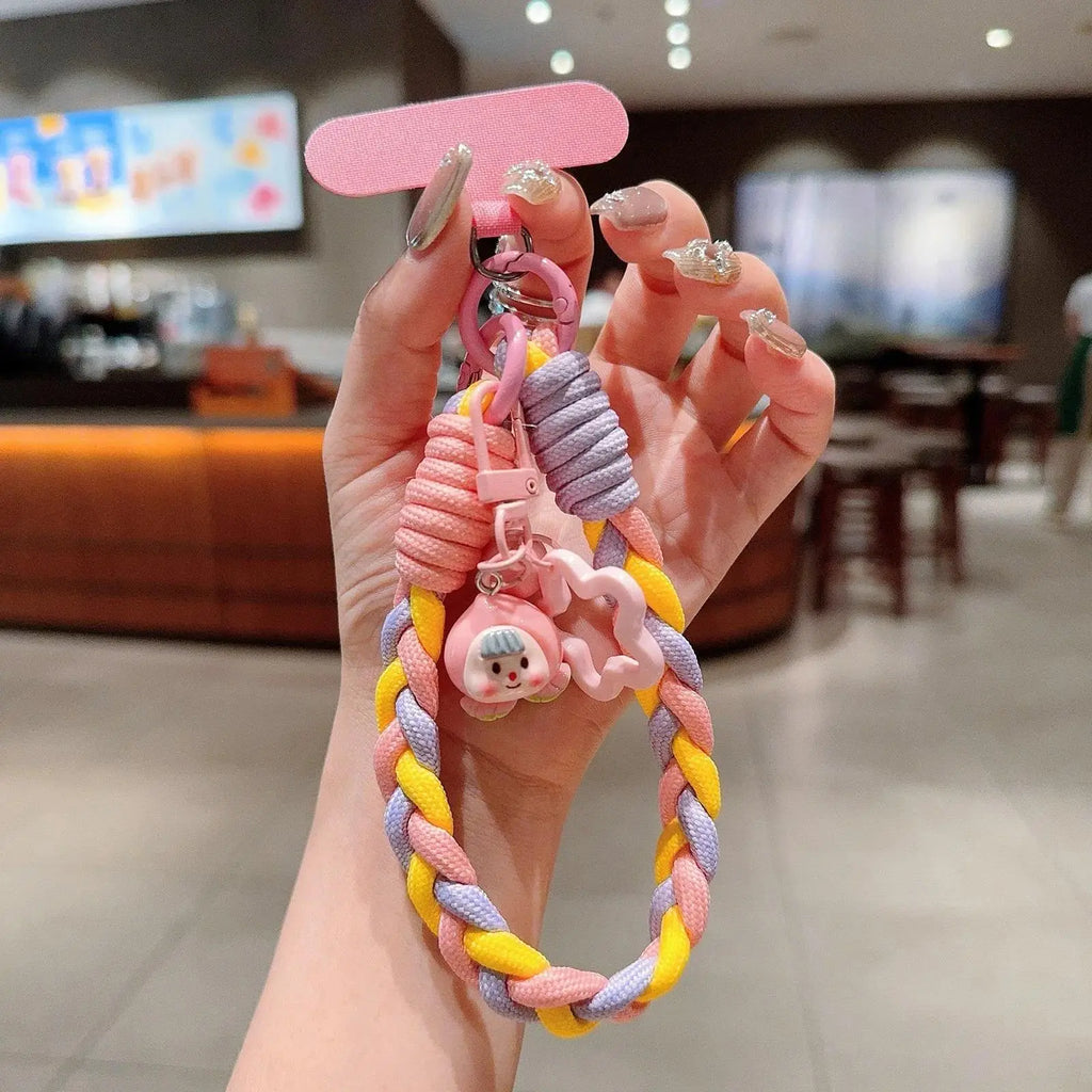 Cute Creative Cartoon Mobile Phone Universal Lanyard Three-Color DYM Wrist Strap Hand-Woven Hand Rope Phone Hanging Accessories