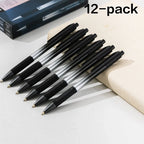 DELI Smooth Writing Ballpoint Pens 0.7mm Black and Blue Ink Pens 12PCS Pack of Retractable Ball Pen for Office School Home
