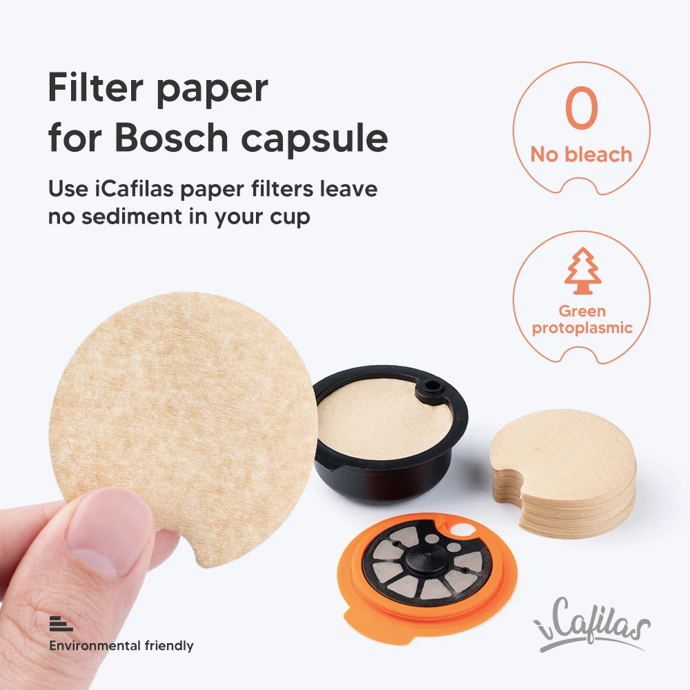 Icafildas Coffee Capsule Paper Filter for BOSCH -s Machine Tassimo Refillable Filter Maker Pod Disposable Paper Filters