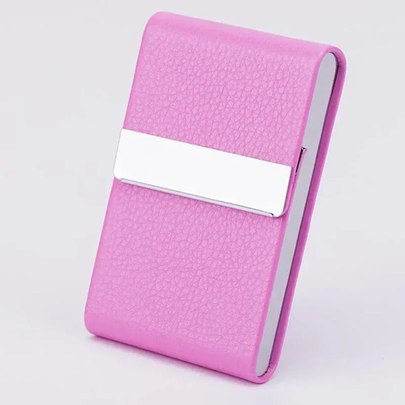 Men Postcard Box Business Multifunction Card Holder Case PU Leather Metal Pocket Holder with Magnetic Shut Cigarette Wallet Case