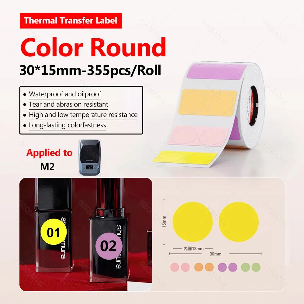 Niimbot M2 Label Printer Color Thermal Transfer Labels Sticker Paper Adhesive Network Organizer Jewelry Tag Label & Color Ribbon