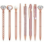 3-9pcs Rose Golden Metal Ballpoint Pen Set, Pearl Quicksand Crown, Love Artificial Diamond,School&Office Supply Gifts,Weddings