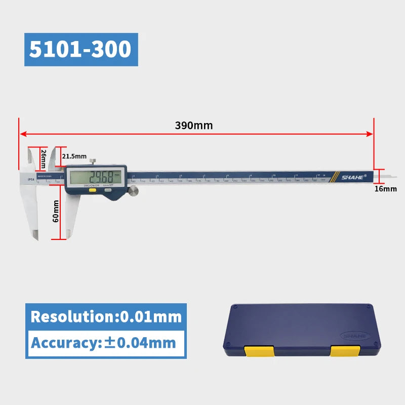SHAHE Large Screen Digital Caliper 150/200/300mm Stainless Steel Calipers Measuring Tool Electronic Micrometer Caliper