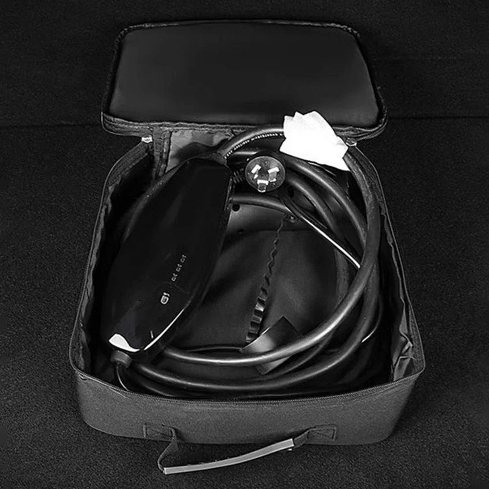 Portable Waterproof EV Charging Cable Storage Bag, Fire Resistant Organizer for Electric Car Jumper Wire Plug & Socket