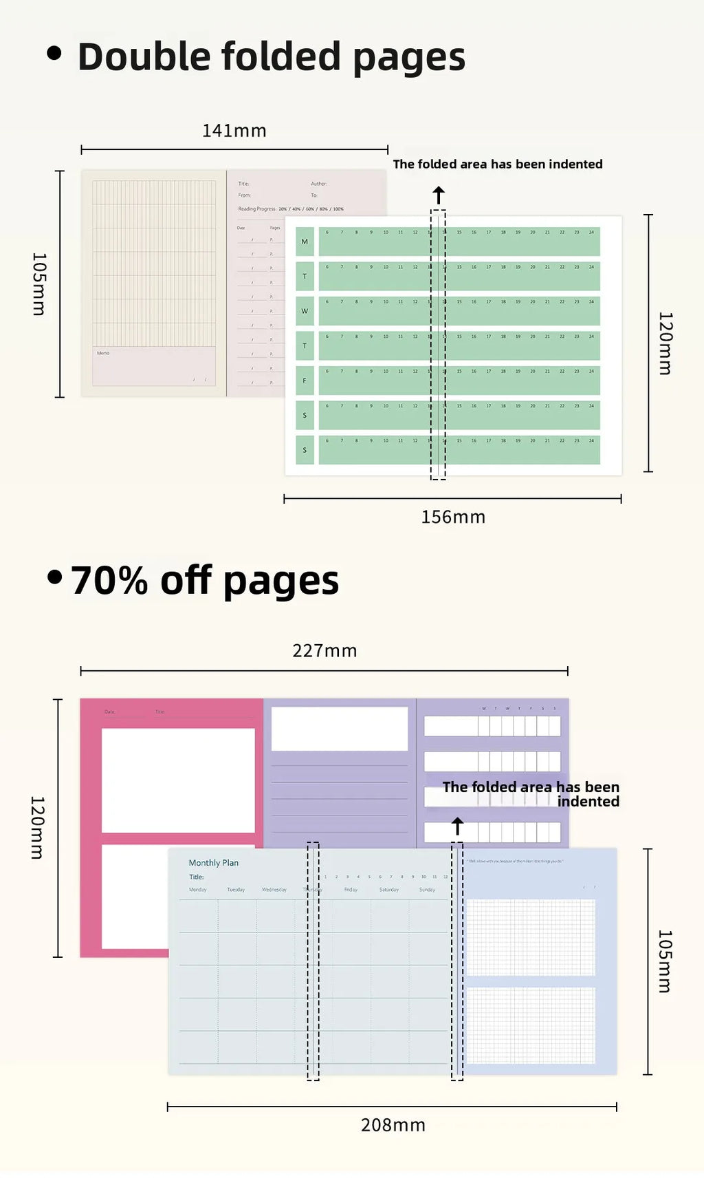 A7M5 Two Size 20Sheets Loose Leaf Inner Page Notebook Refill Spiral Weekly Monthly To Do Inside Paper Stationery