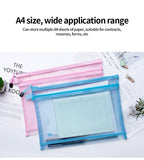 Nylon Mesh File Bag A4 A5 A6 Transparent Zipper Test Paper Information Bag Office Student Pen Bag Subject Bag Puzzle Storage Bag