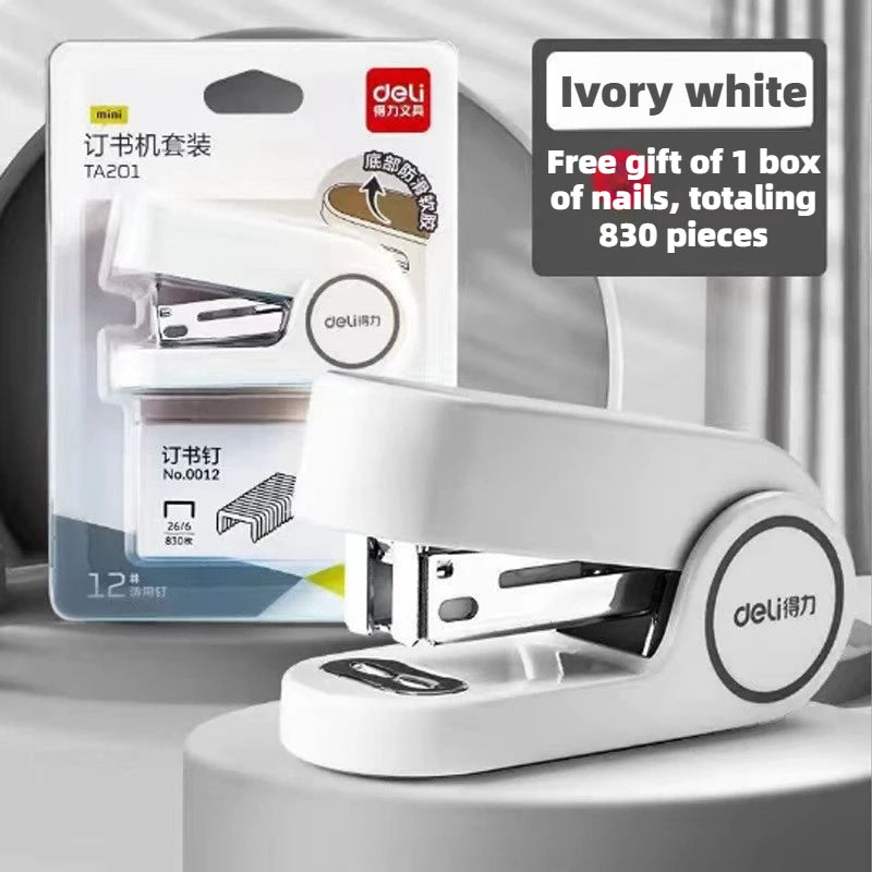 Deli Mini stapler for students, labor-saving stapler, office supplies, portable girl, cute style, stapler, stapler, no. 12 nails