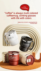 WORTHBUY 304 Stainless Steel Double Wall Insulated Coffee Cup With Handle Portable Students Leak-proof Water Cup Milk Coffee Mug
