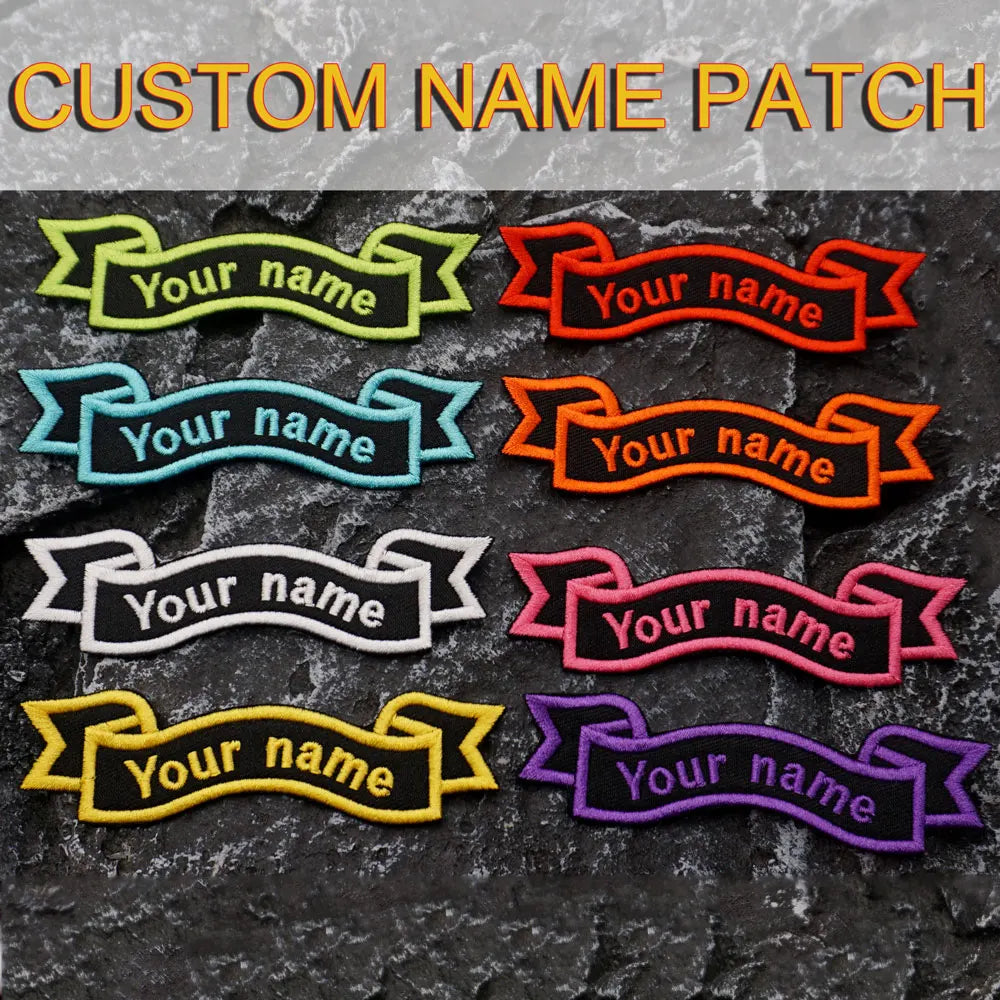 Custom Name Tags Embroidered Patches Personalized Text Badge with Iron on Backing