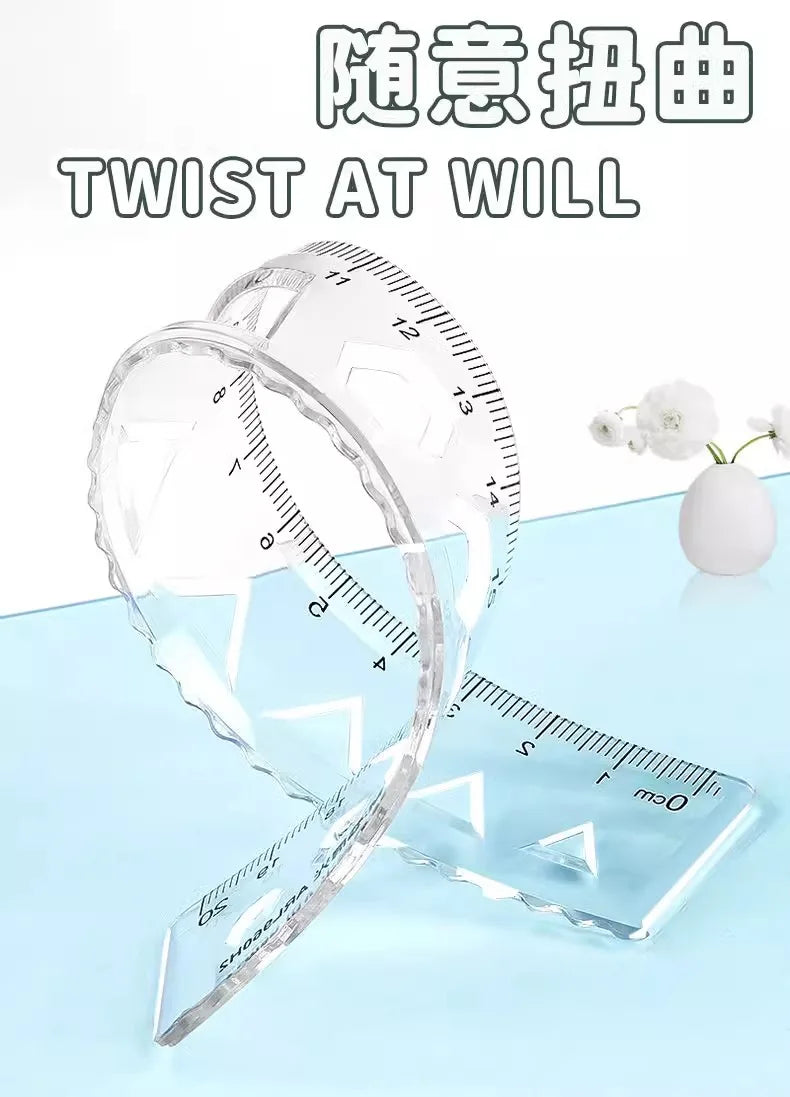 M&G Soft Straight Ruler Transparent 15/20cm Ruler Wave Ruler Painting Drawing Tool Bendable Multifunctional Creative Drawing Rul