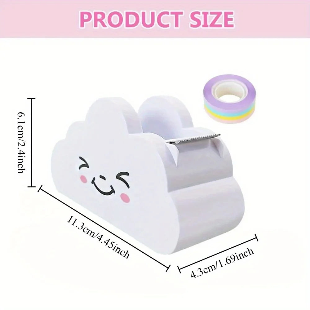 Cloud Shaped Tape Dispenser Rainbow Color Packing Tape Cutter Stationery Adhesive Machine Supplies Desktop Tape Holder Students