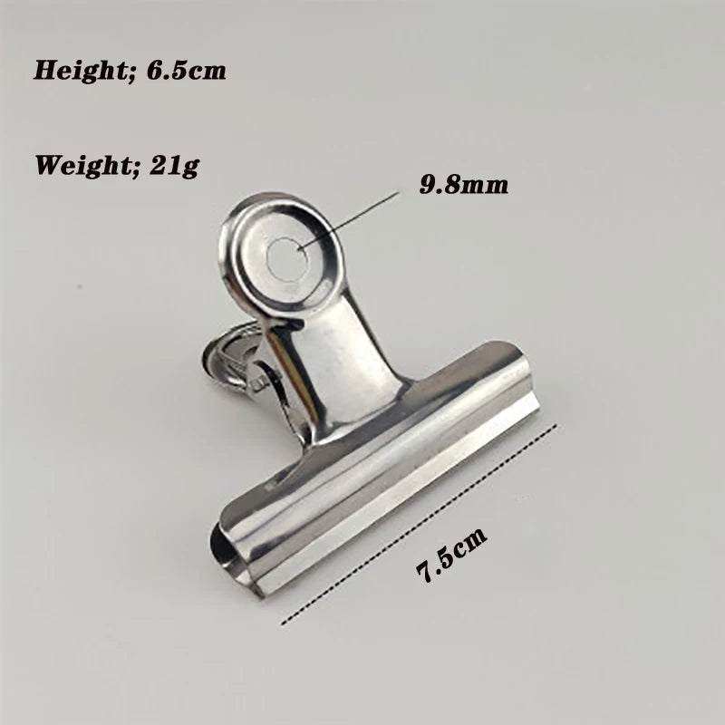 Stainless Steel Bulldog Clips Metal Office Paper Clip Binder Grip Clamp 75mm