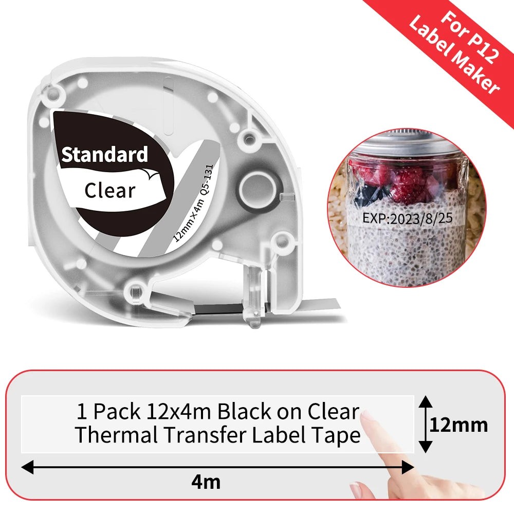P12 Mini Label Maker Machine with Tape Bluetooth Label Printer Handheld Sticker Multiple Templates Font Inkless Sticker Maker